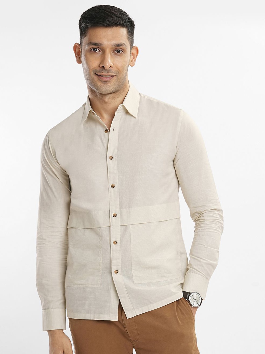 

Bombay High Men Slim Fit Opaque Casual Shirt, Off white