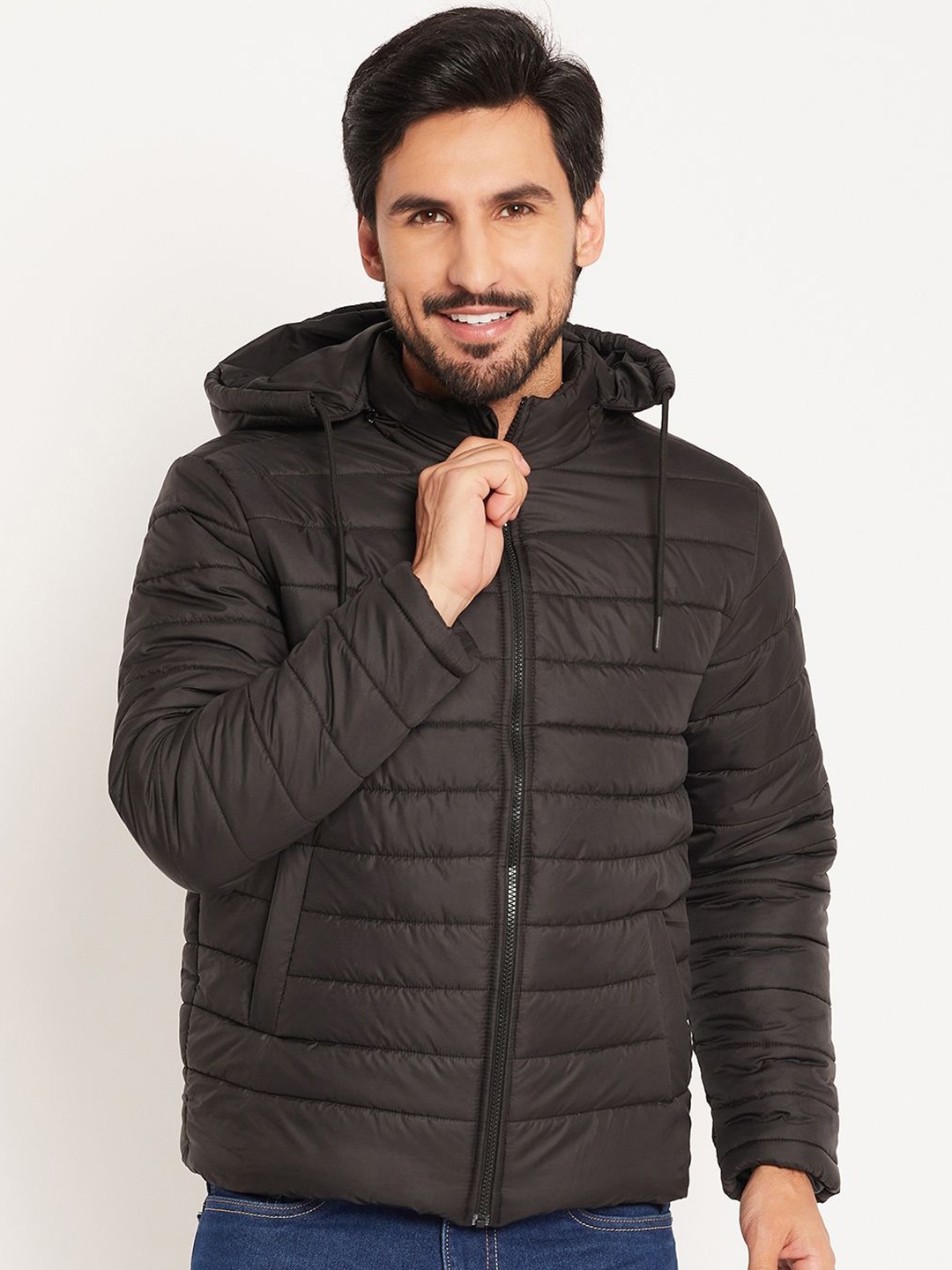 

VERO AMORE Men Solid Hooded Quilted Jacket, Black