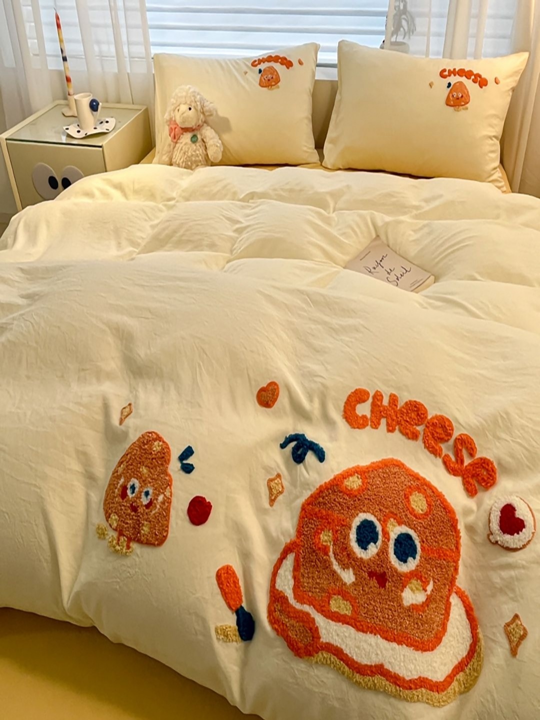 

JC HOME Yellow & Orange Colored Embroidered Single Regular Bedding Set