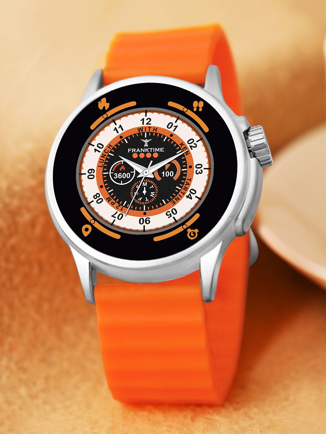 

Franktime Men Brass Printed Dial & Straps Analogue Watch FT-0048 OG, Orange