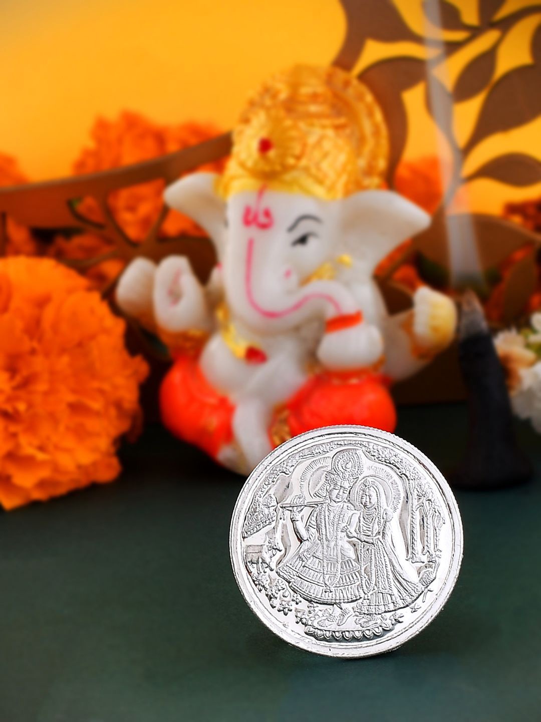 

Studio Voylla 925 Sterling Silver Radha Krishna Silver Coins 10 Gm