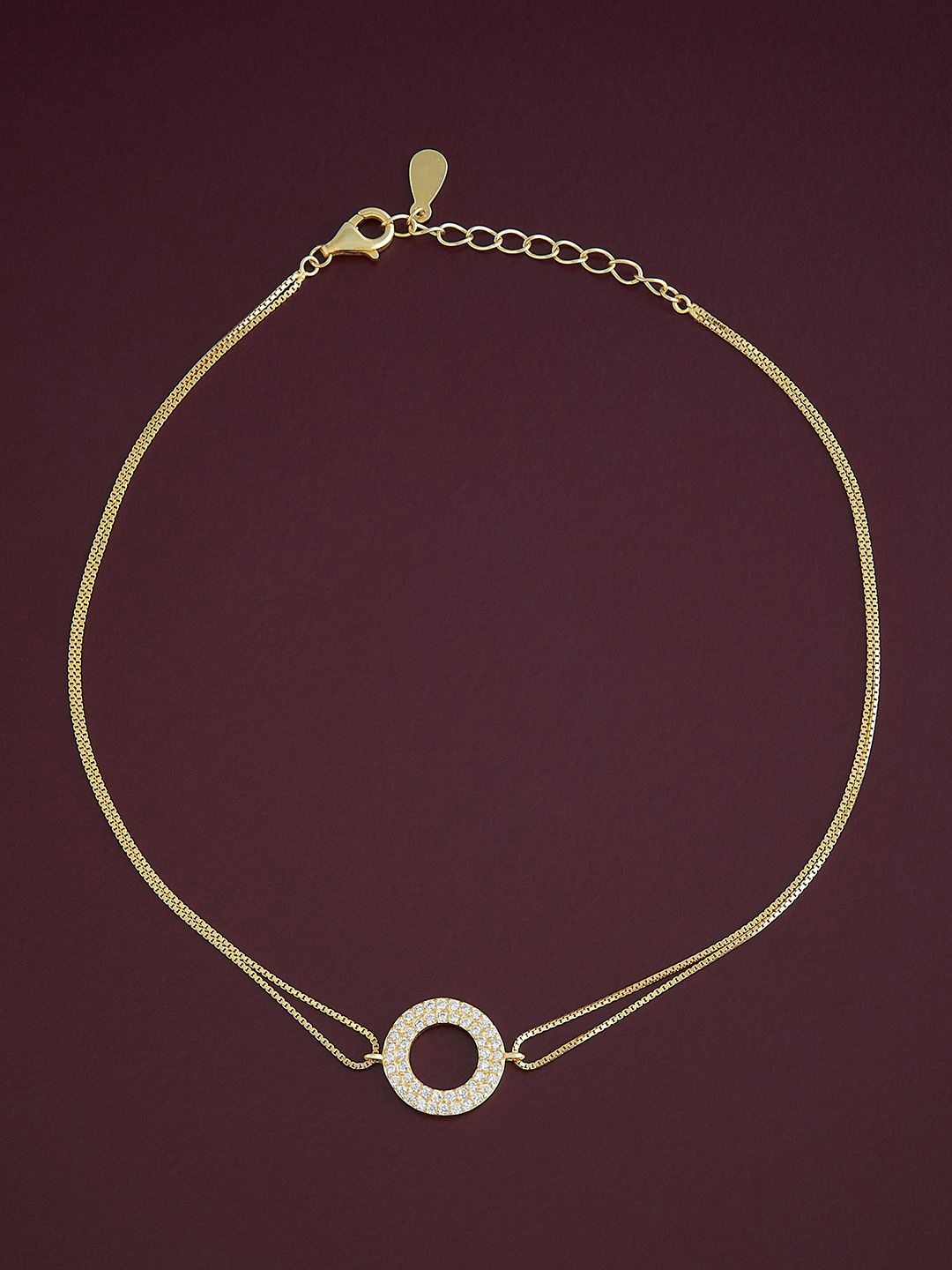 

Kushal's Fashion Jewellery Sterling Silver Artificial Stones Gold-Plated Anklet