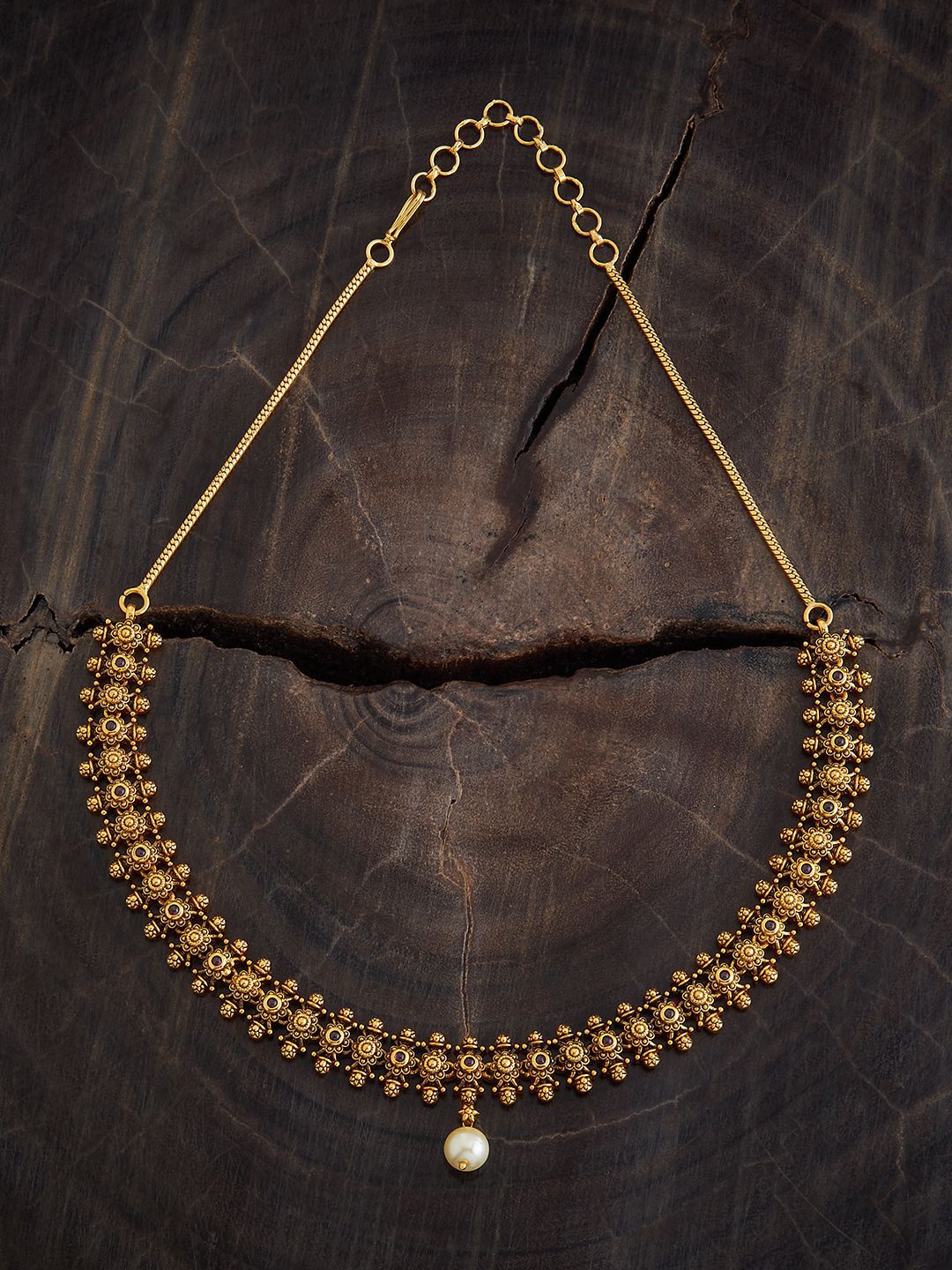 

Kushal's Fashion Jewellery Gold-Plated Stones Studded Antique Necklace