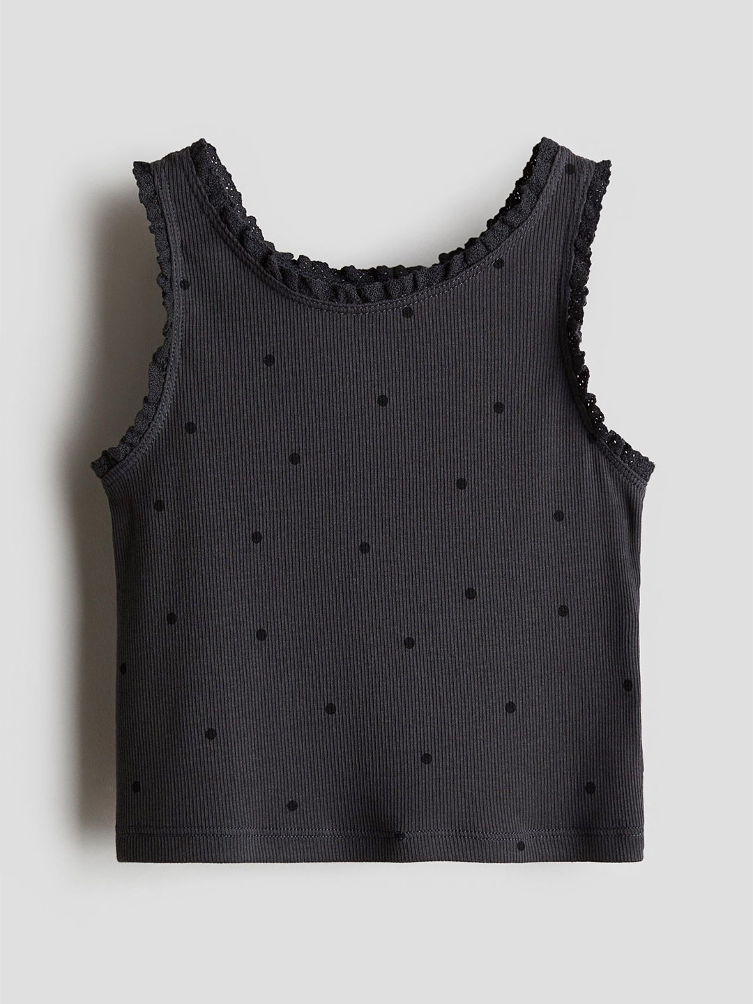 

H&M Girls Lace-Trimmed Vest Tops, Grey