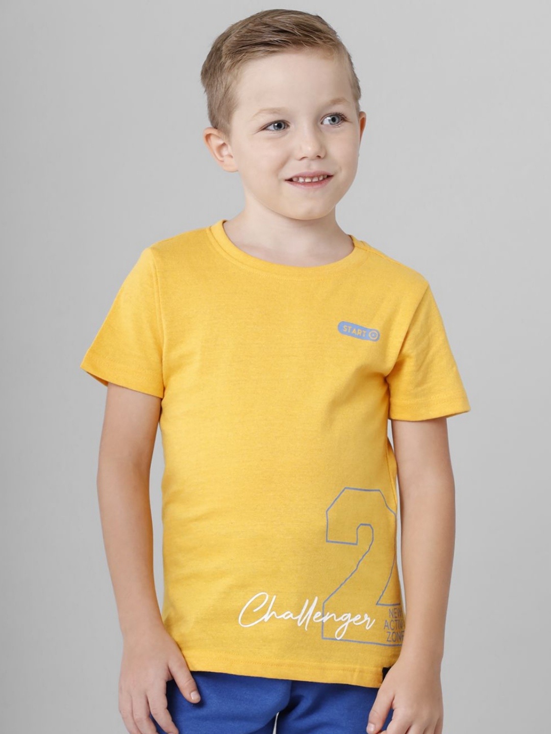 

CODEZ Boys Typography Printed Round Neck Cotton T-shirt, Yellow