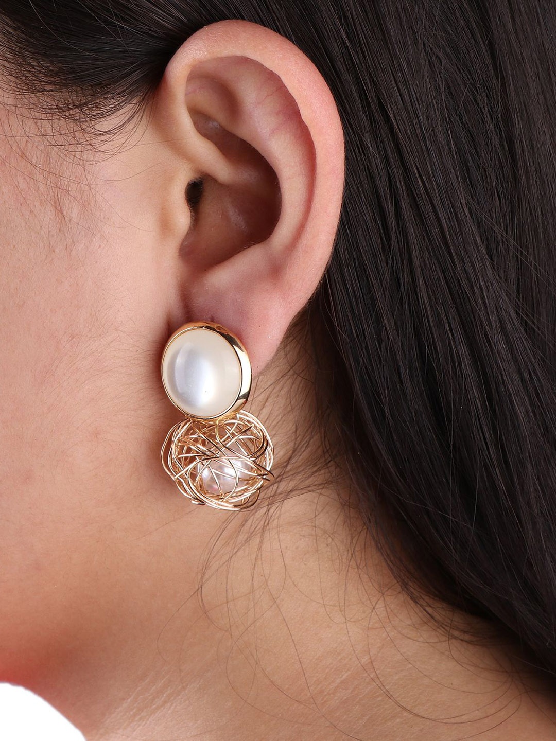

Keviv Gold-Plated Contemporary Studs Earrings