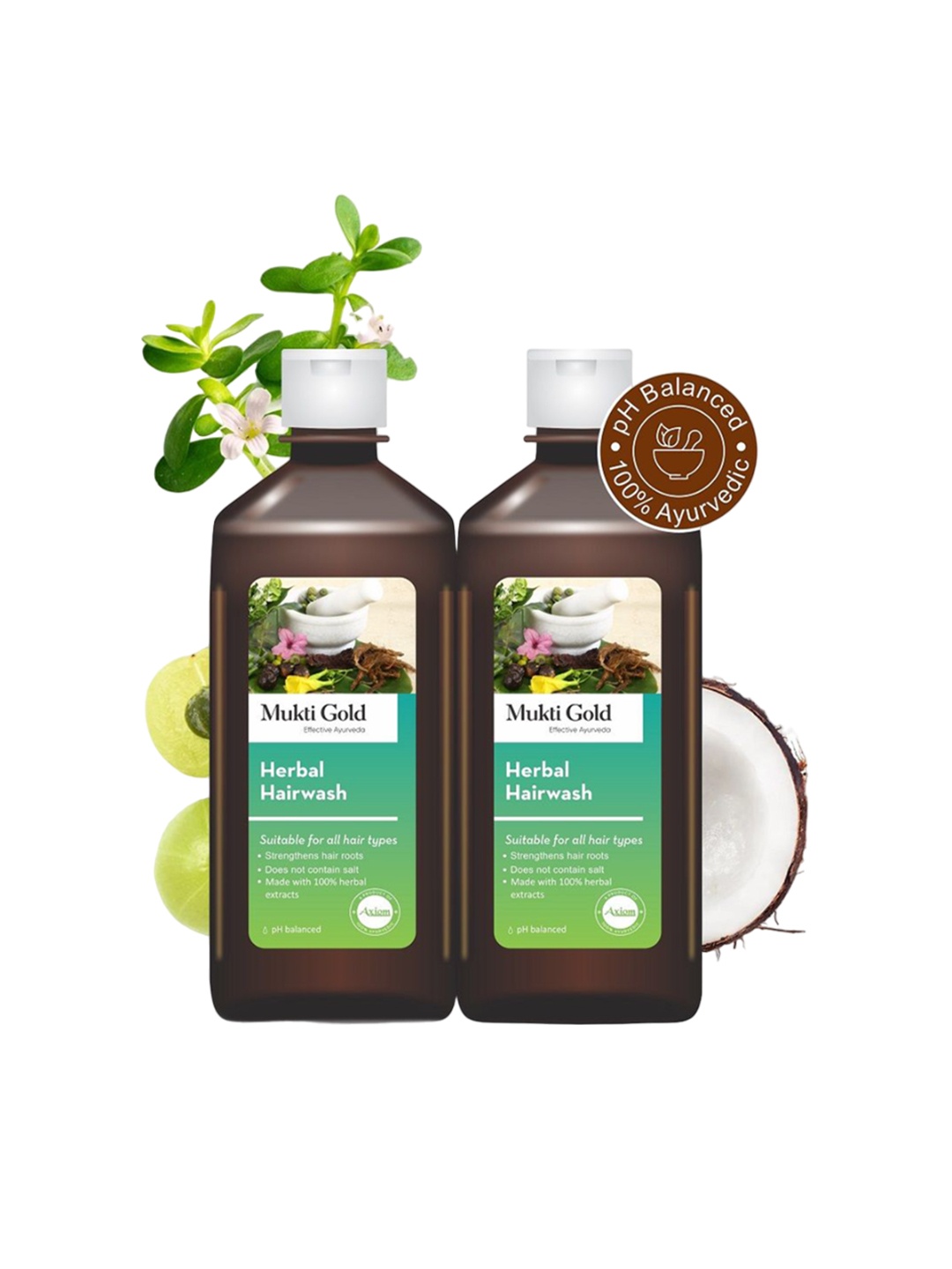 

Mukti Gold Set Of 2 Herbal Shampoo For Hair Growth 400ml Each, Brown