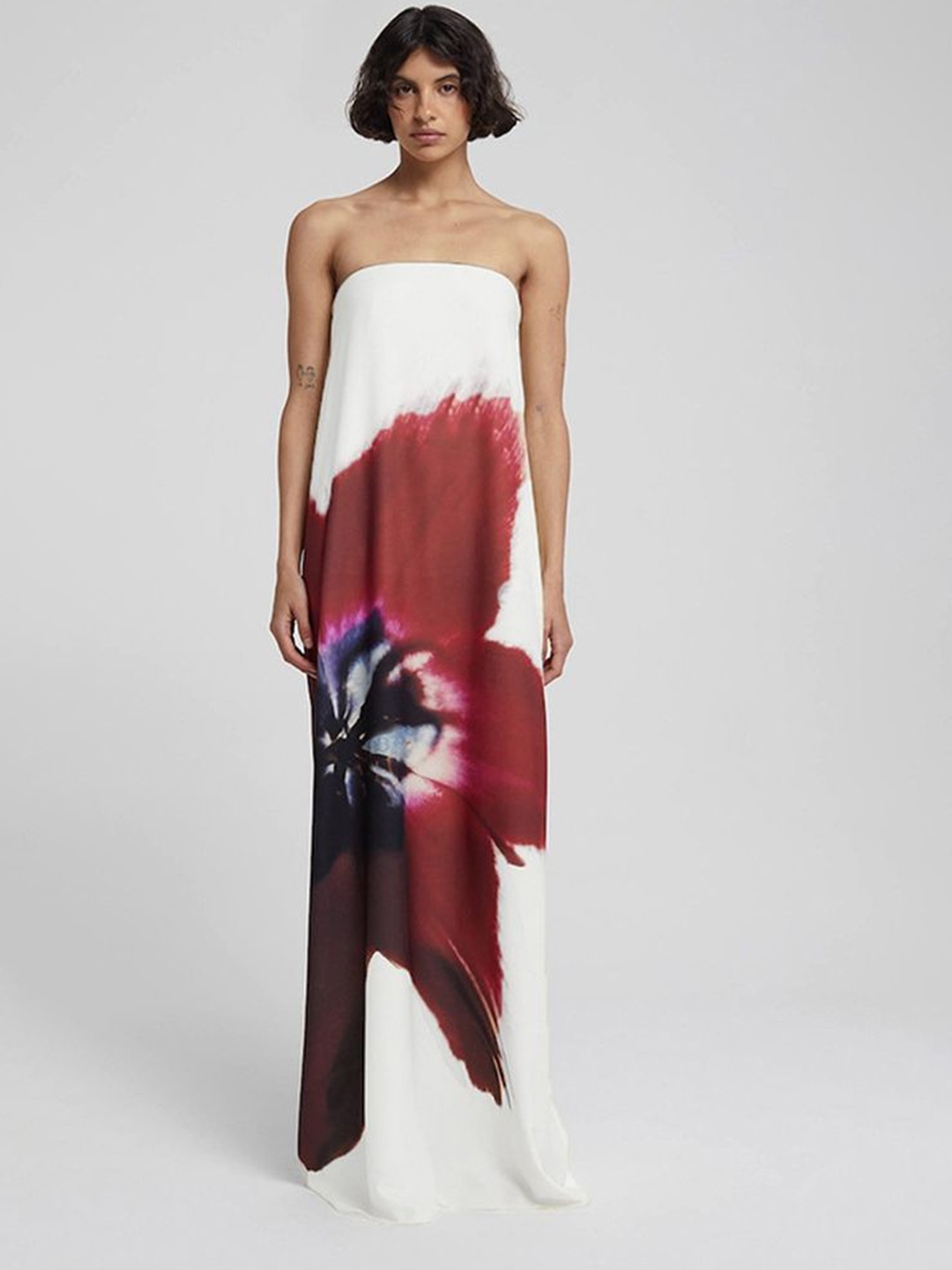 

LULU & SKY Women Printed Strapless Maxi Dress, White