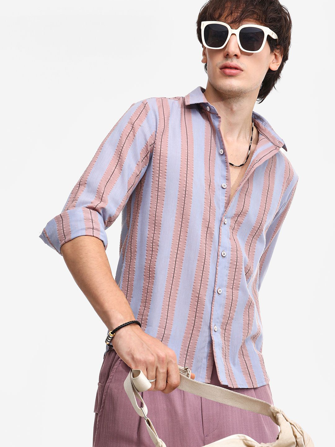 

Campus Sutra Men Comfort Spread Collar Striped Cotton Casual Shirt, Multi