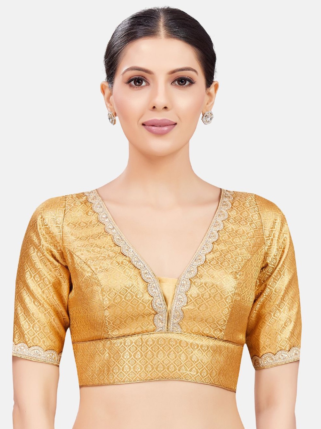 

Studio Shringaar Embroidered Saree Blouse, Gold