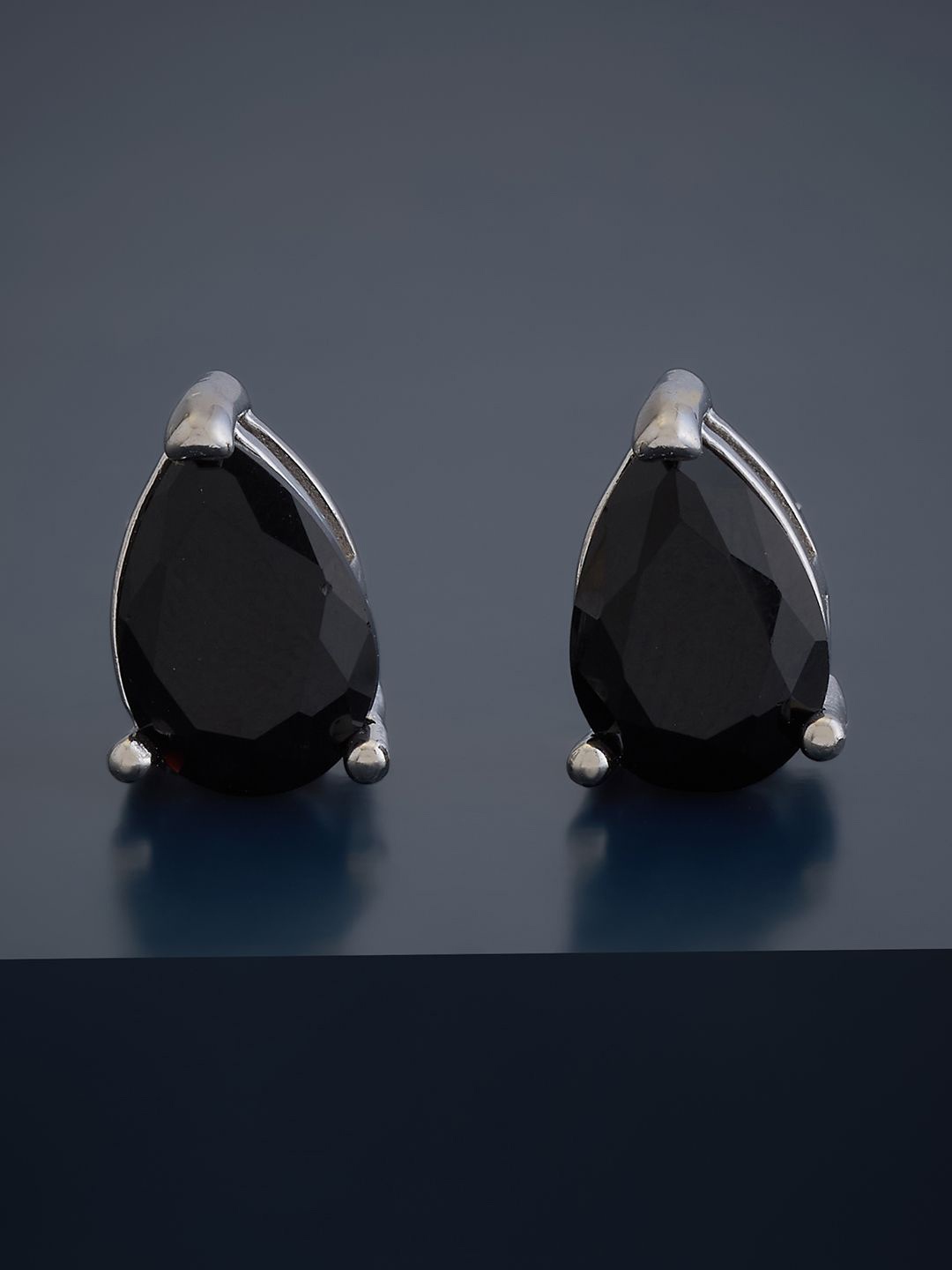 

Kushal's Fashion Jewellery 92.5 Pure Silver Rhodium Plated CZ Teardrop Shaped Studs