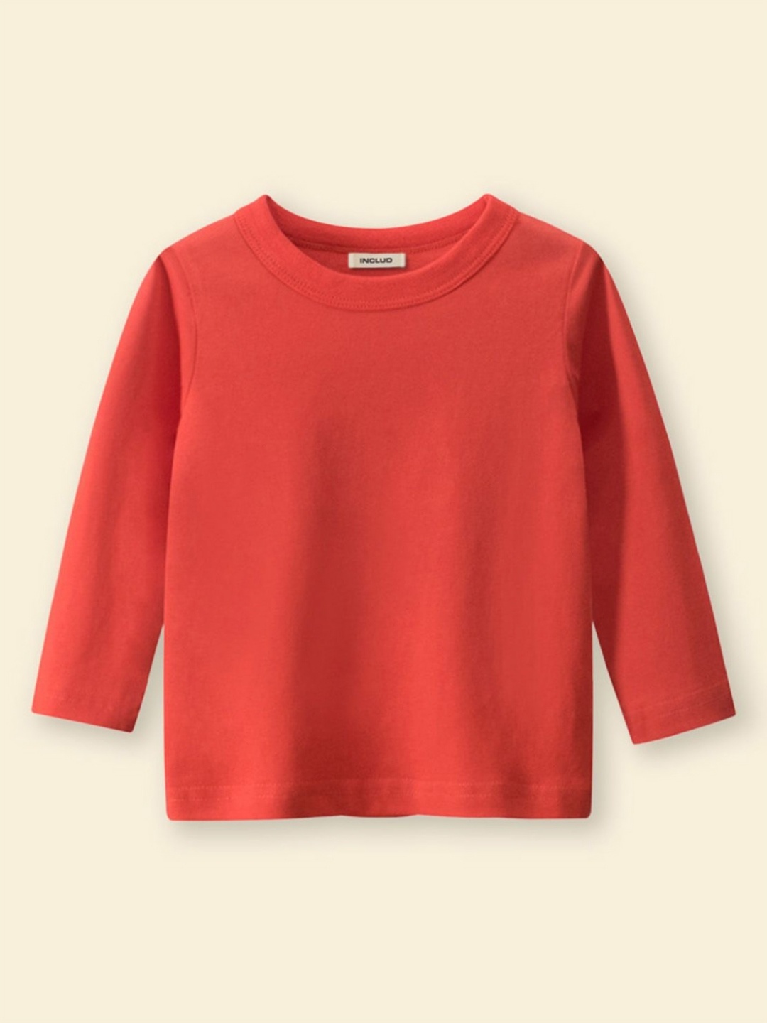 

INCLUD Boys Solid Round Neck Cotton T-shirt, Red