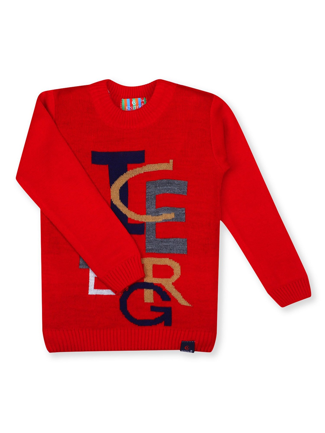 

KNITCO Unisex Kids Typography Pullover, Red