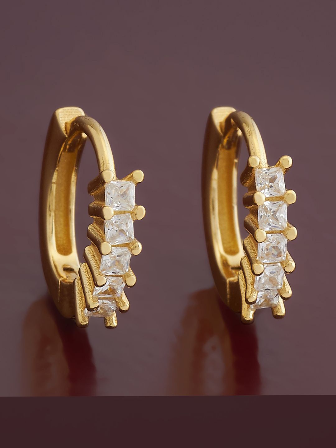 

Kushal's Fashion Jewellery Gold Plated 92.5 Pure Silver Cubic Zirconia Hoop Earrings