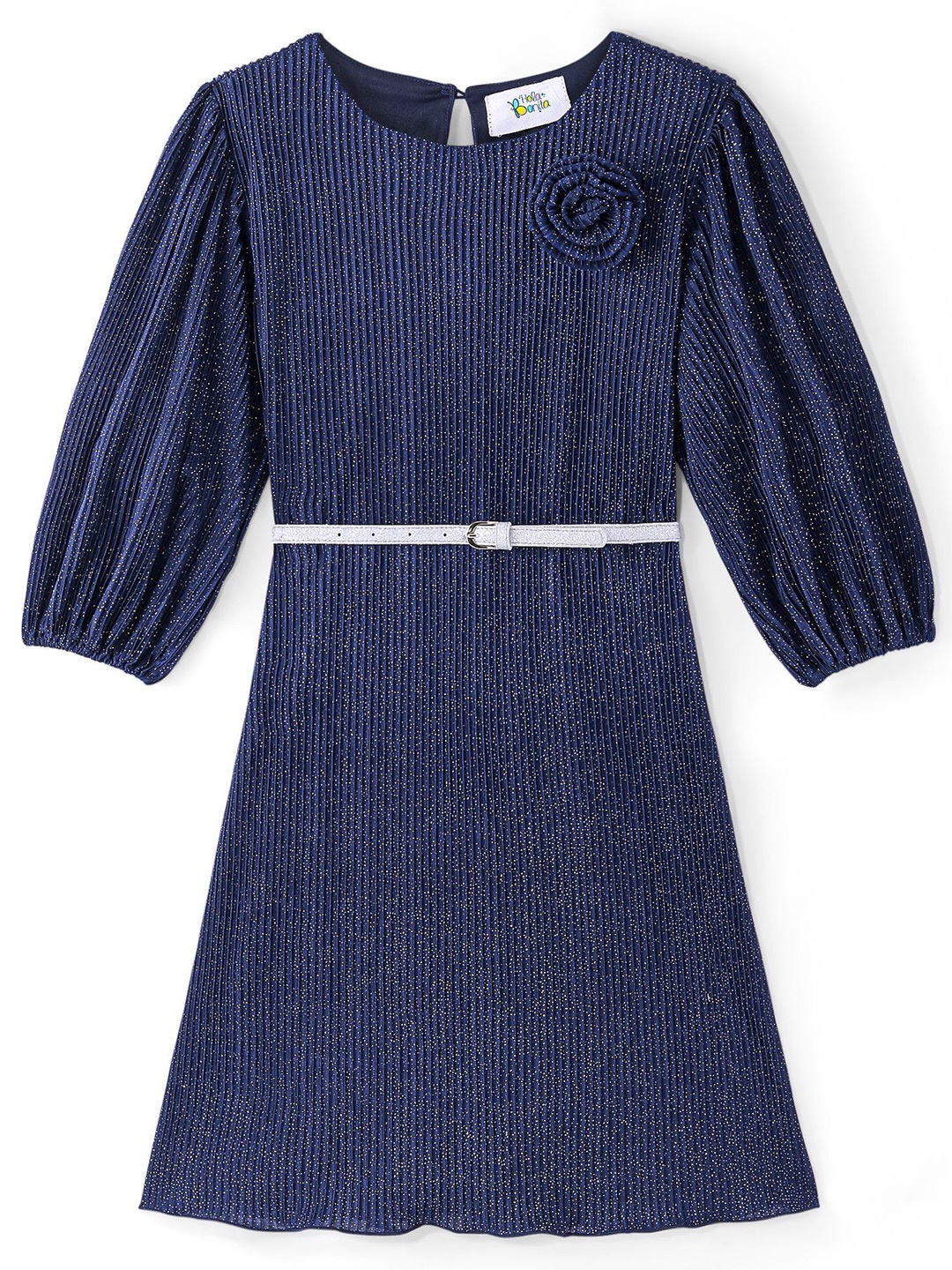 

Hola Bonita Girls Solid Embellished A-Line Dress, Navy blue