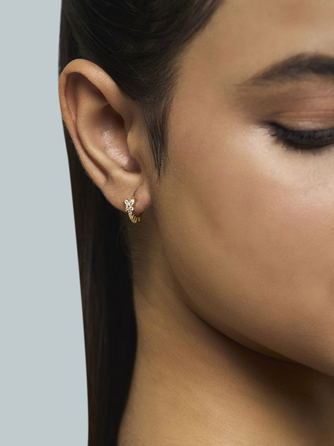 

Kushal's Fashion Jewellery 92.5 Pure Silver Gold-Plated CZ Studded Circular Hoop Earrings