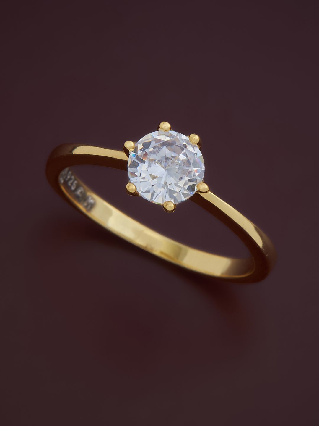 

Kushal's Fashion Jewellery Sterling Silver Gold-Plated Cubic Zirconia Finger Ring