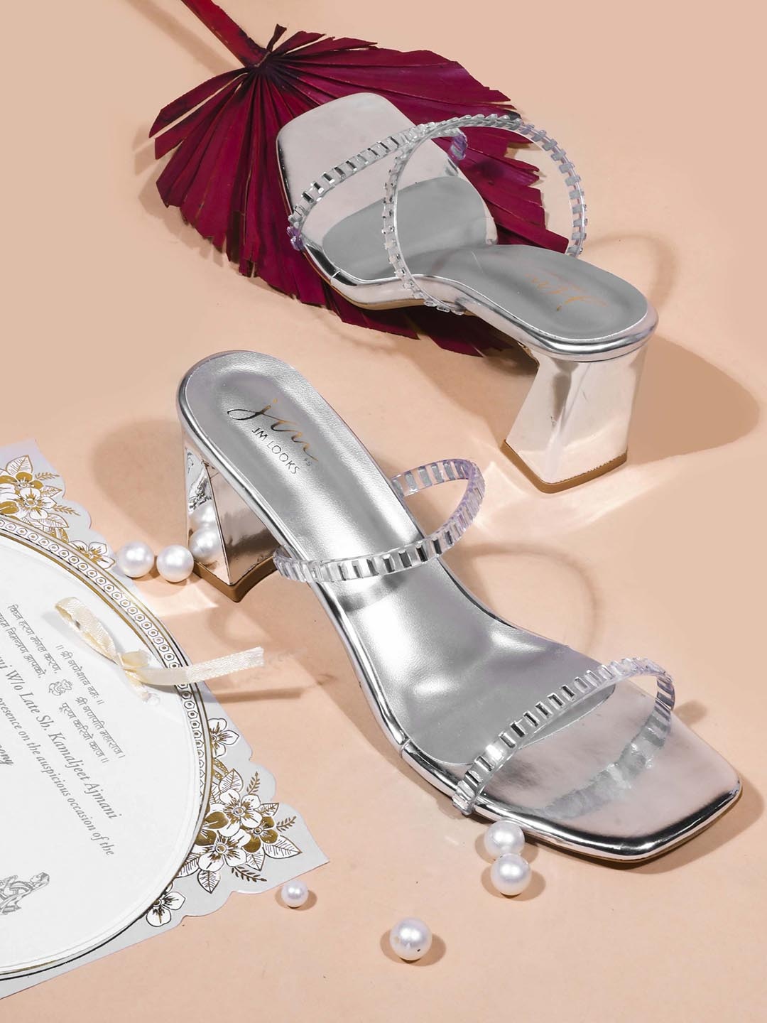 

JM Looks Women Block Heels Sandals, Silver