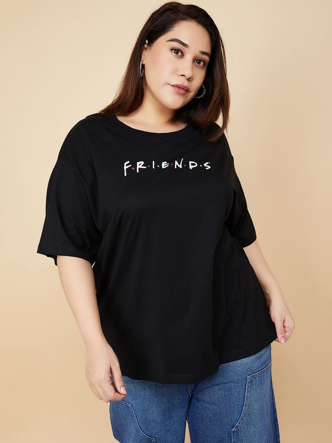 

max URB_N Women Friends Printed T-shirt, Black