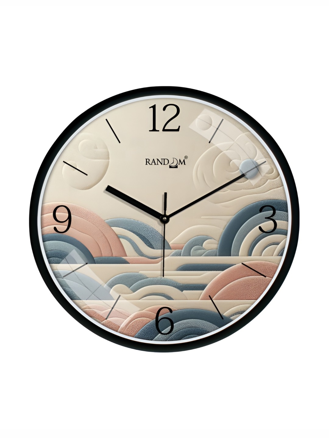 

RANDOM Printed Round Shaped Sweep Silent Movement Contemporary Wall Clock, Black