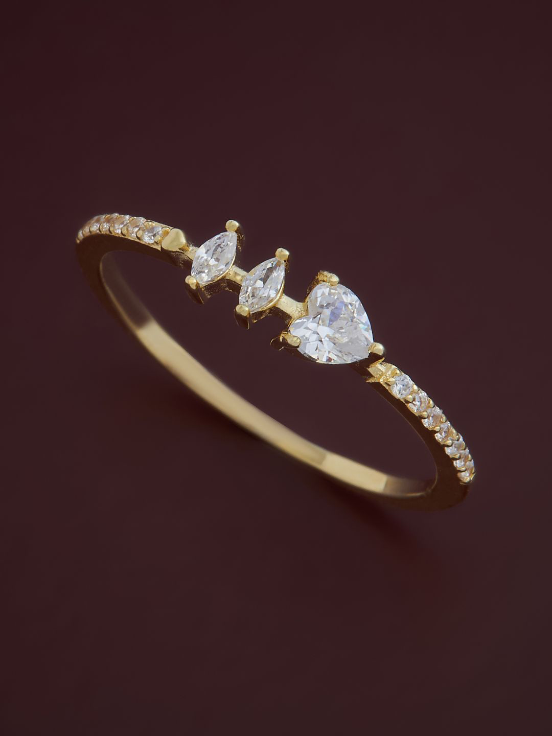 

Kushal's Fashion Jewellery Sterling Silver Gold-Plated Cubic Zirconia Finger Ring