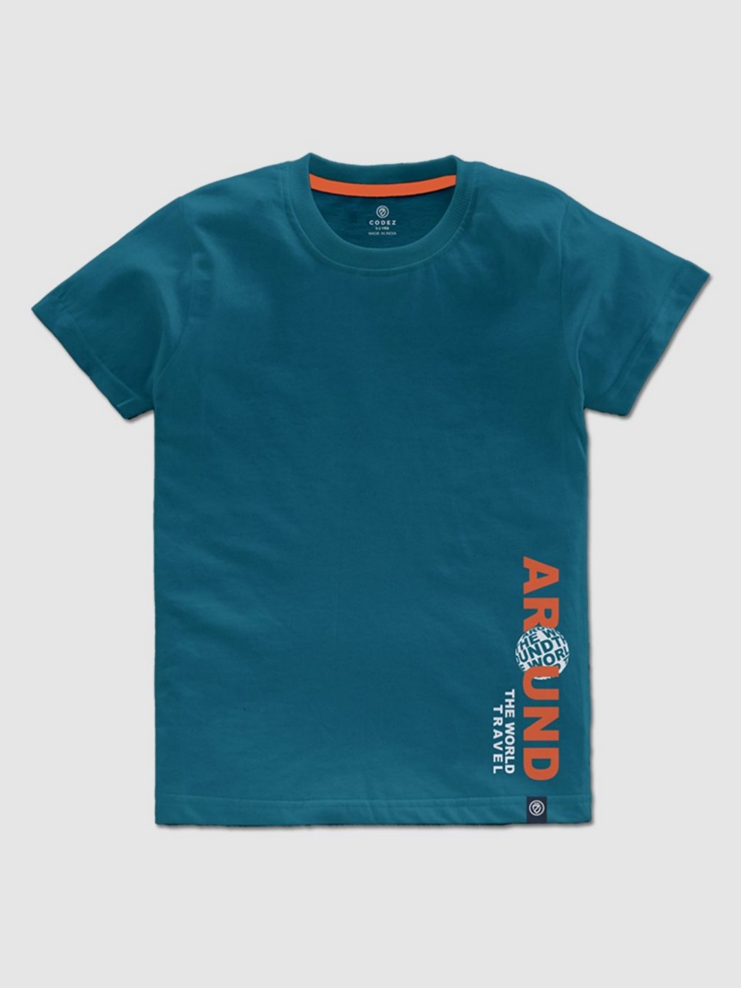 

CODEZ Boys Typography Printed Round Neck Cotton T-shirt, Teal