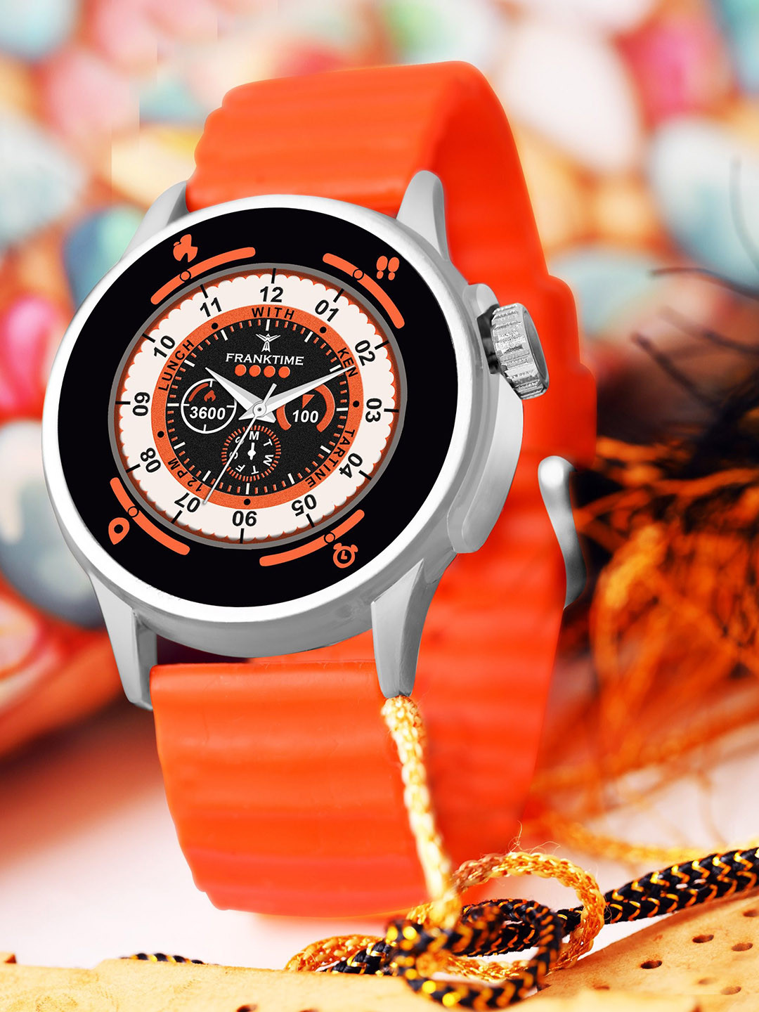 

Franktime Men Brass Printed Dial & Straps Analogue Watch FT-0048 OGL, Orange