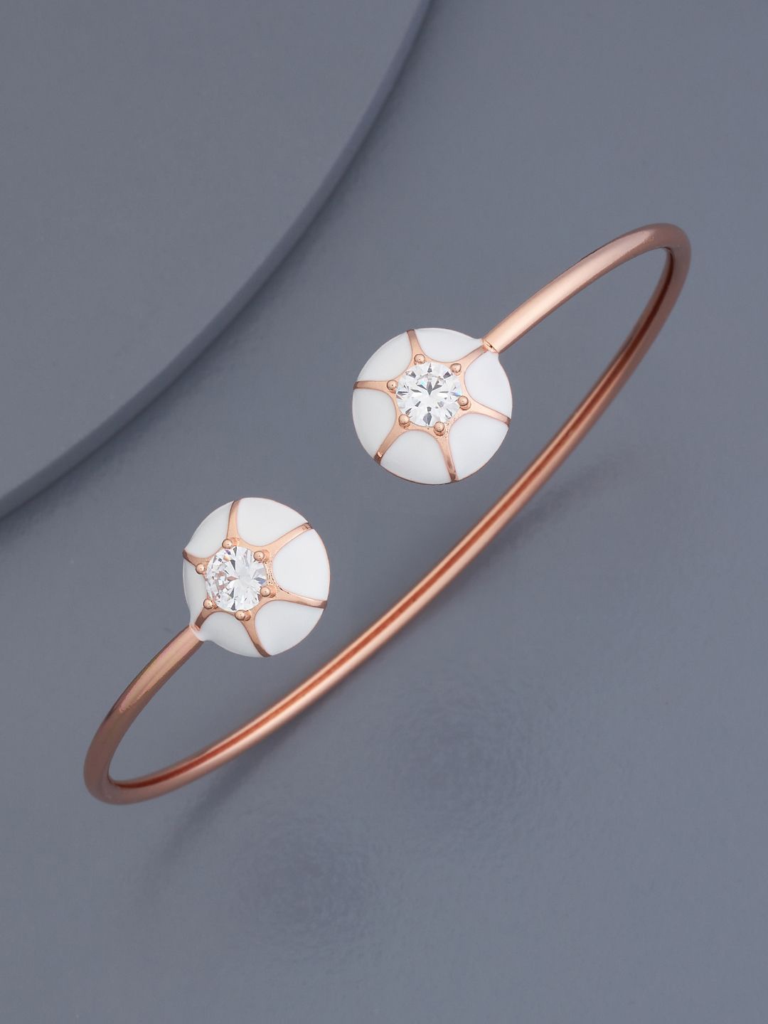 

Kushal's Fashion Jewellery Rose Gold-Plated Cubic Zirconia Cuff Bracelet