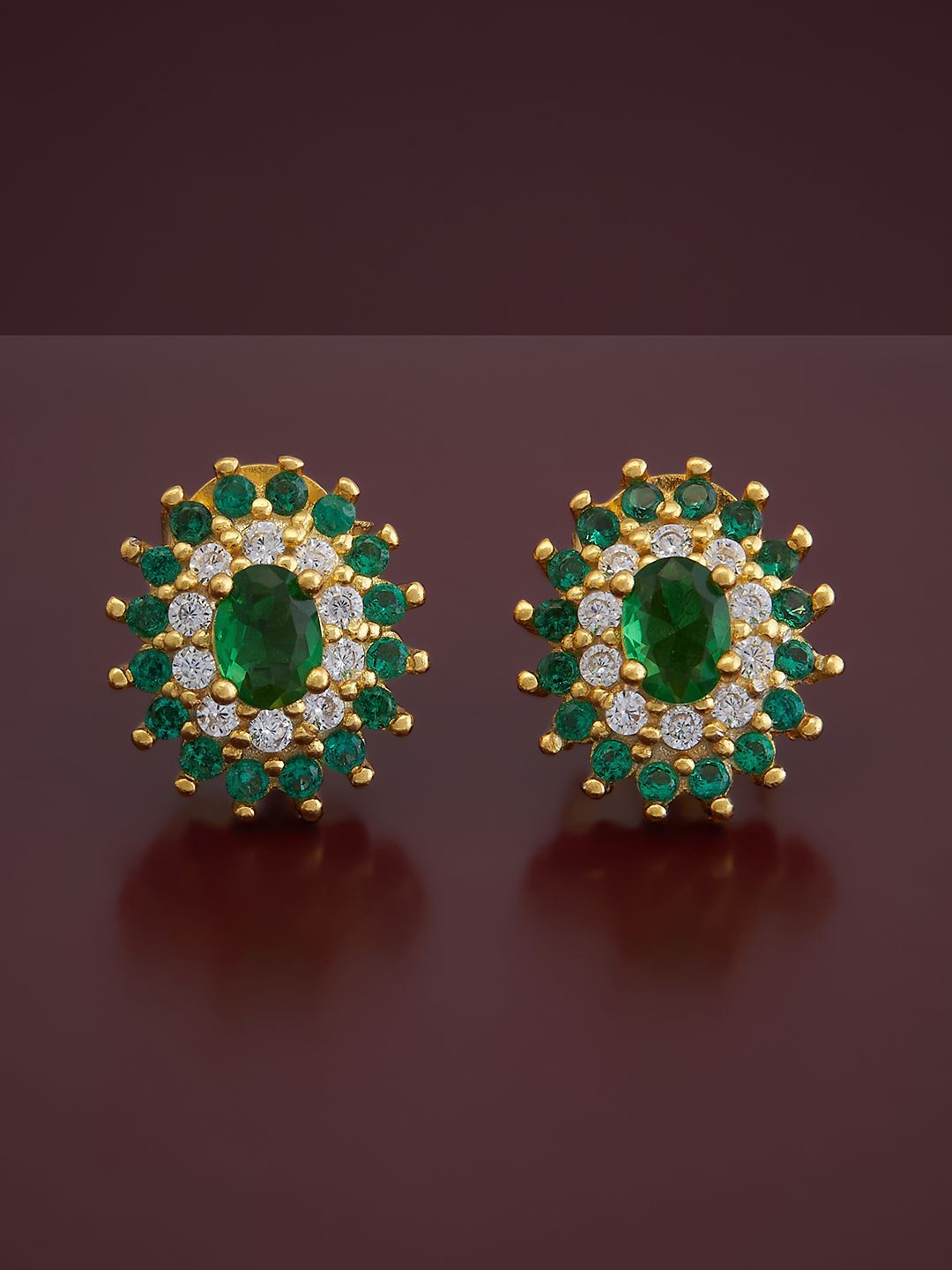 

Kushal's Fashion Jewellery 92.5 Pure Silver Gold-Plated Cubic Zirconia Circular Studs