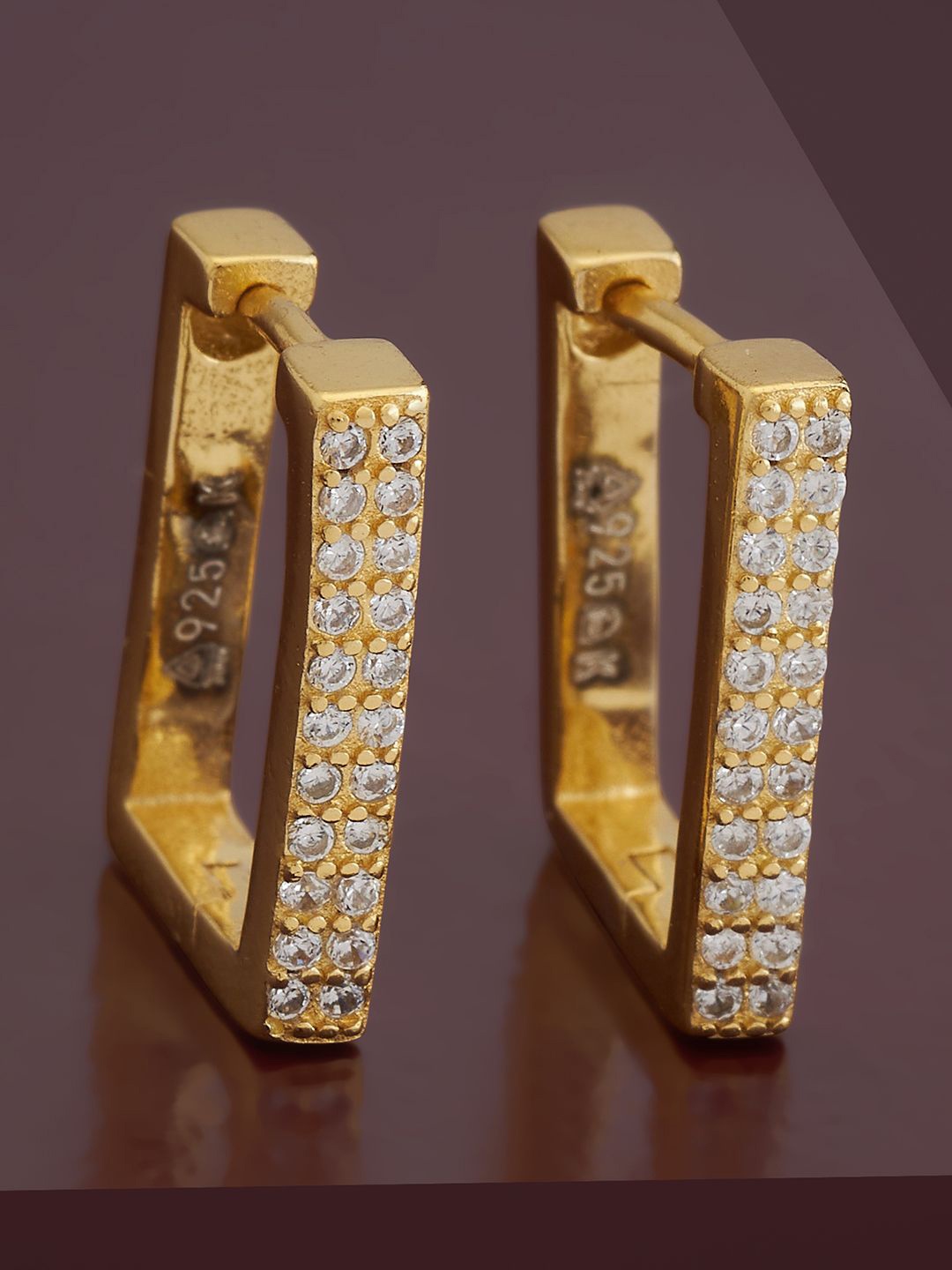 

Kushal's Fashion Jewellery Sterling Silver Cubic Zirconia Gold-Plated Hoop Earrings, White