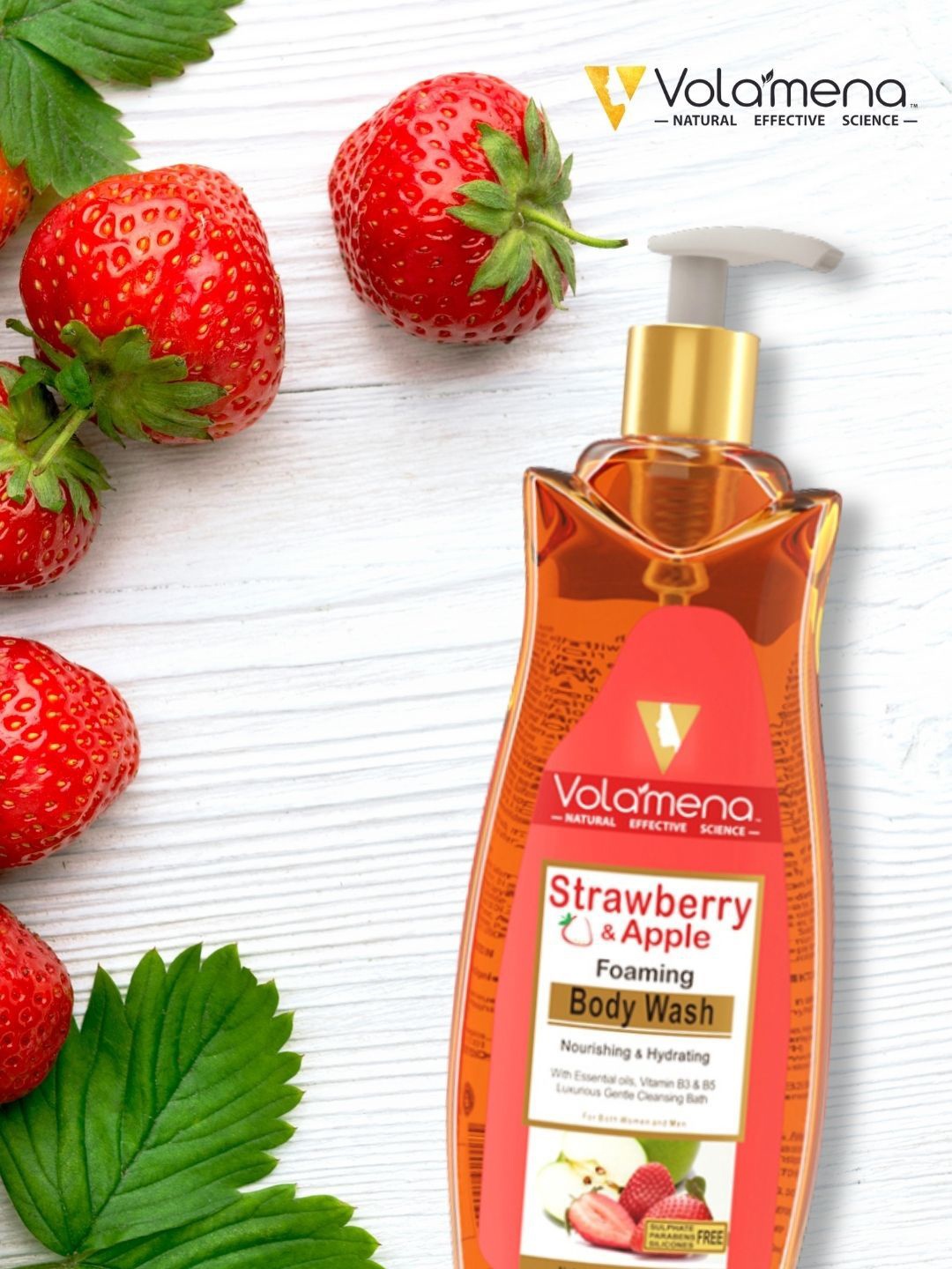 

Volamena Strawberry & Apple Foaming Body Wash 300 ml, Red