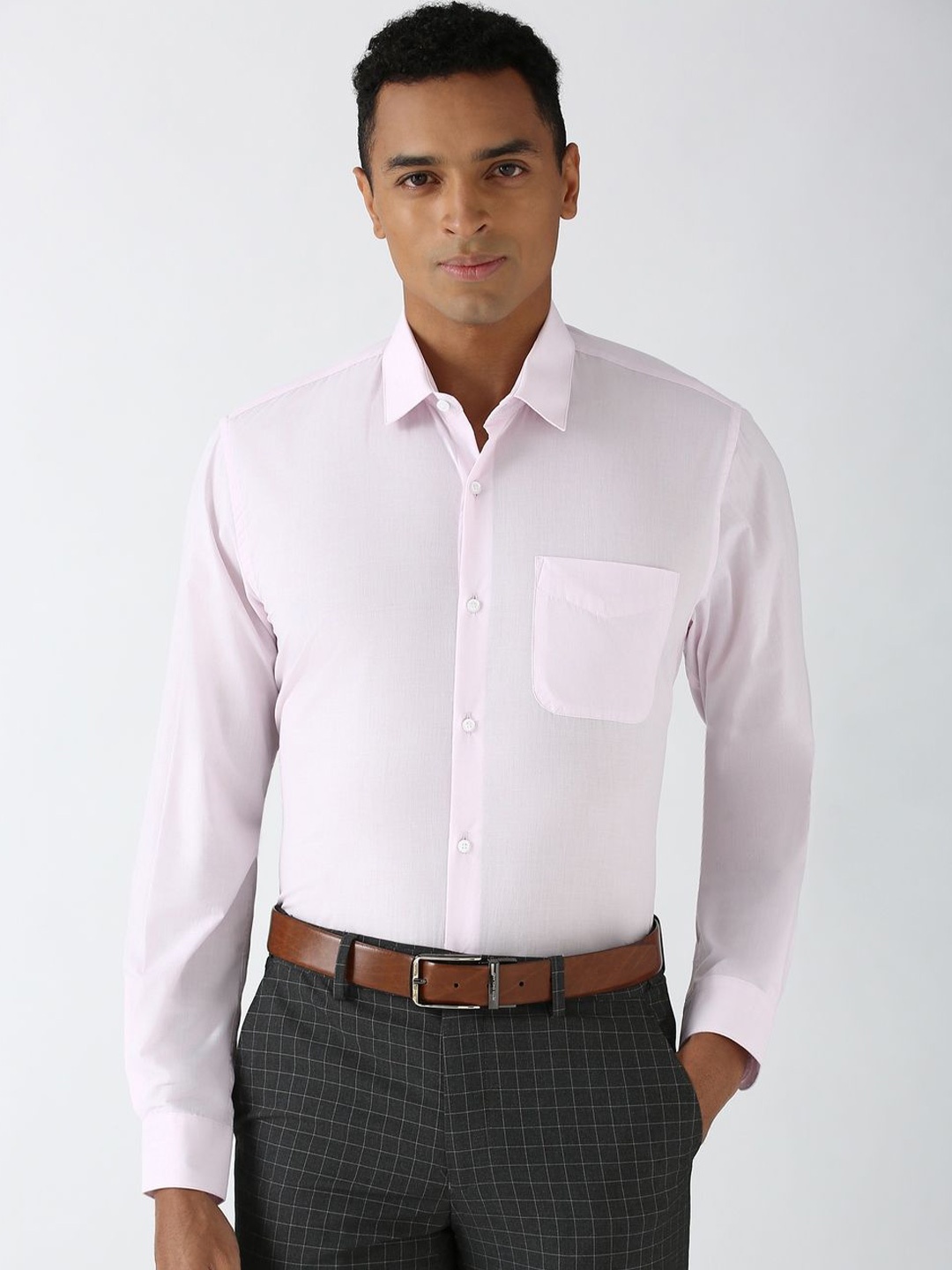 

Peter England Men Slim Fit Opaque Formal Shirt, Pink