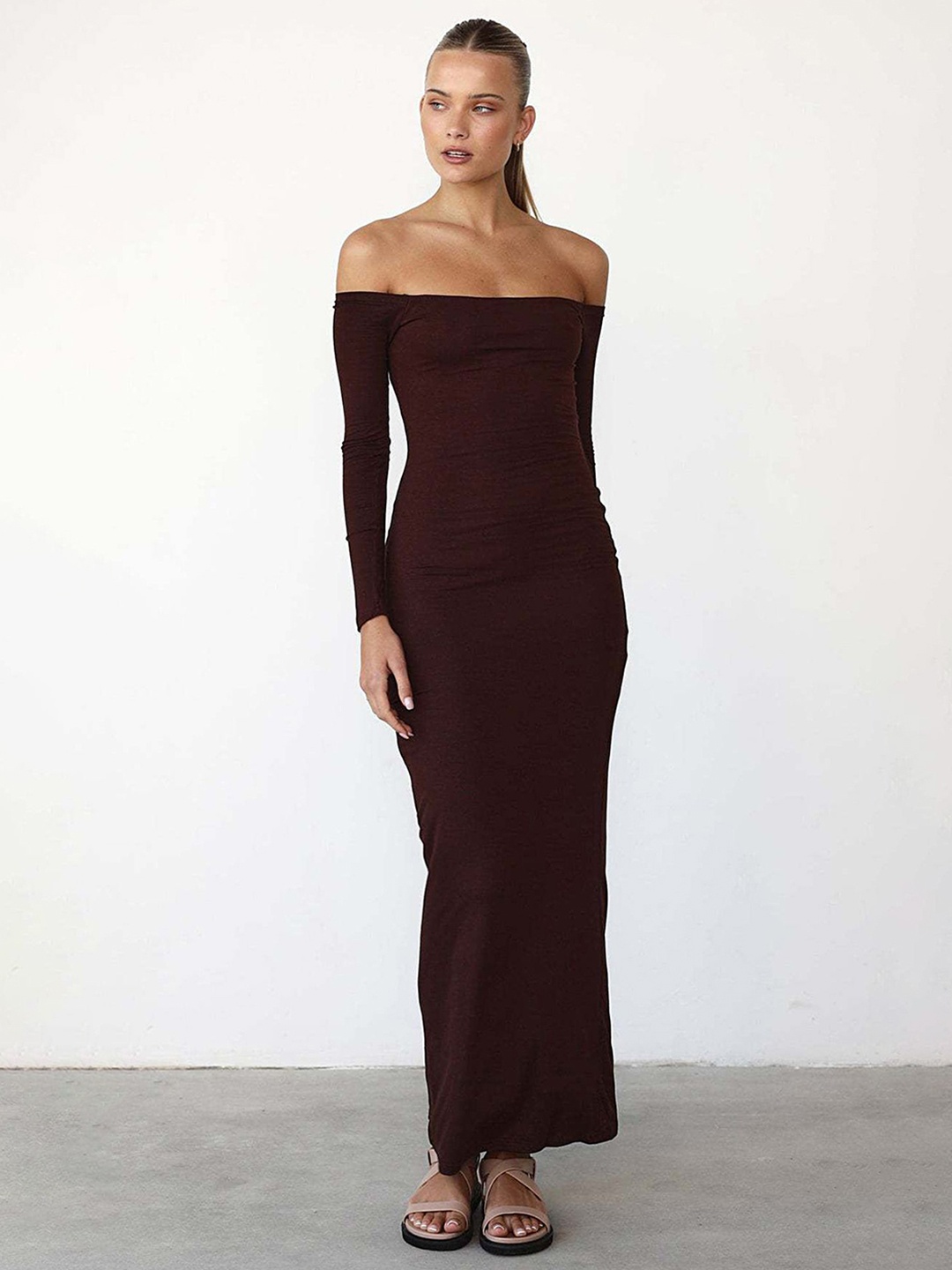 

LULU & SKY Off-Shoulder Maxi Dress, Brown