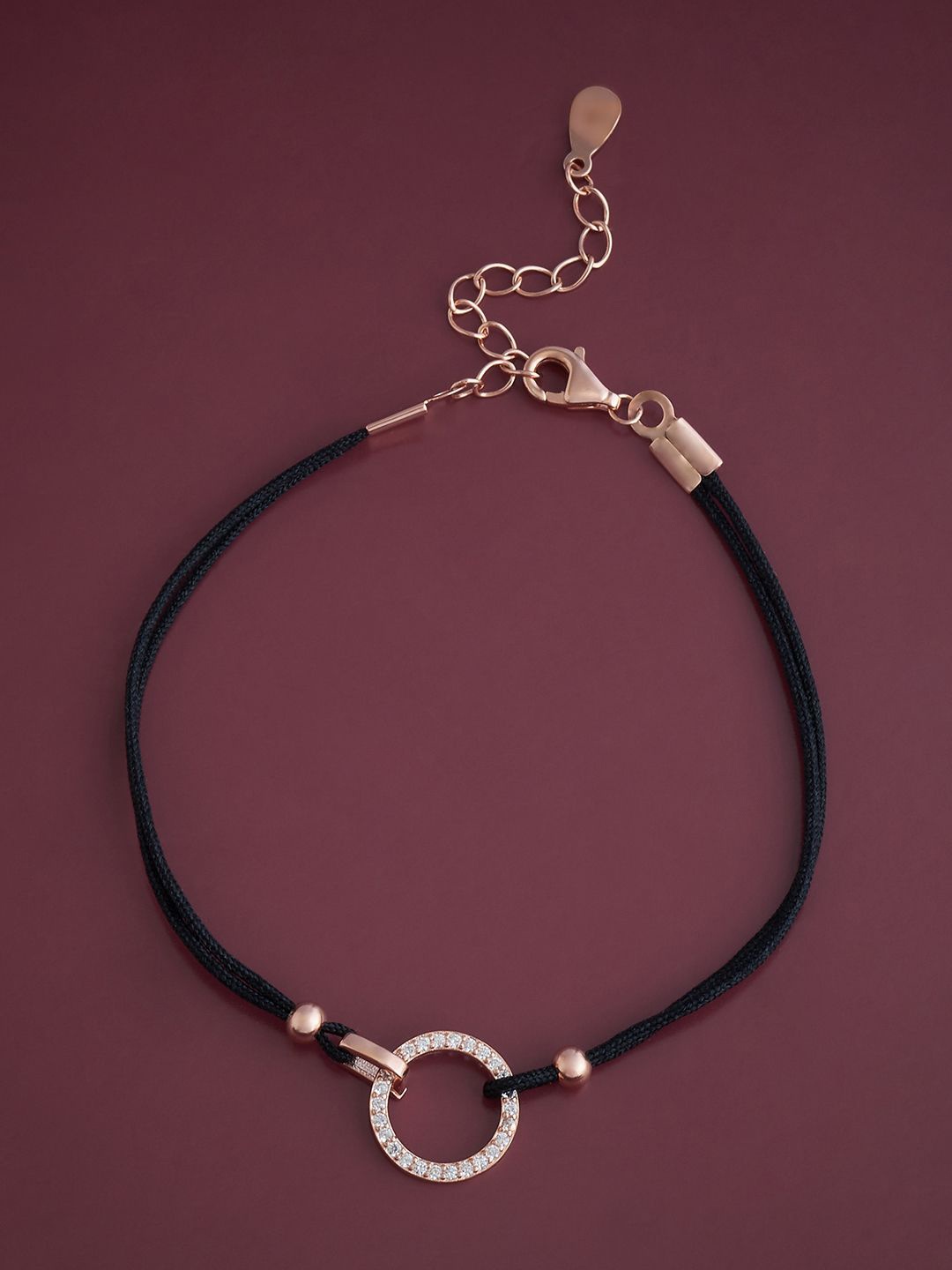 

Kushal's Fashion Jewellery 92.5 Pure Silver Rose Gold-Plated Silver CZ Wraparound Bracelet