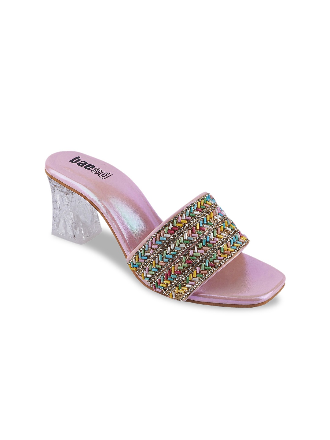 

BAESD Embellished Party Block Sandals, Pink