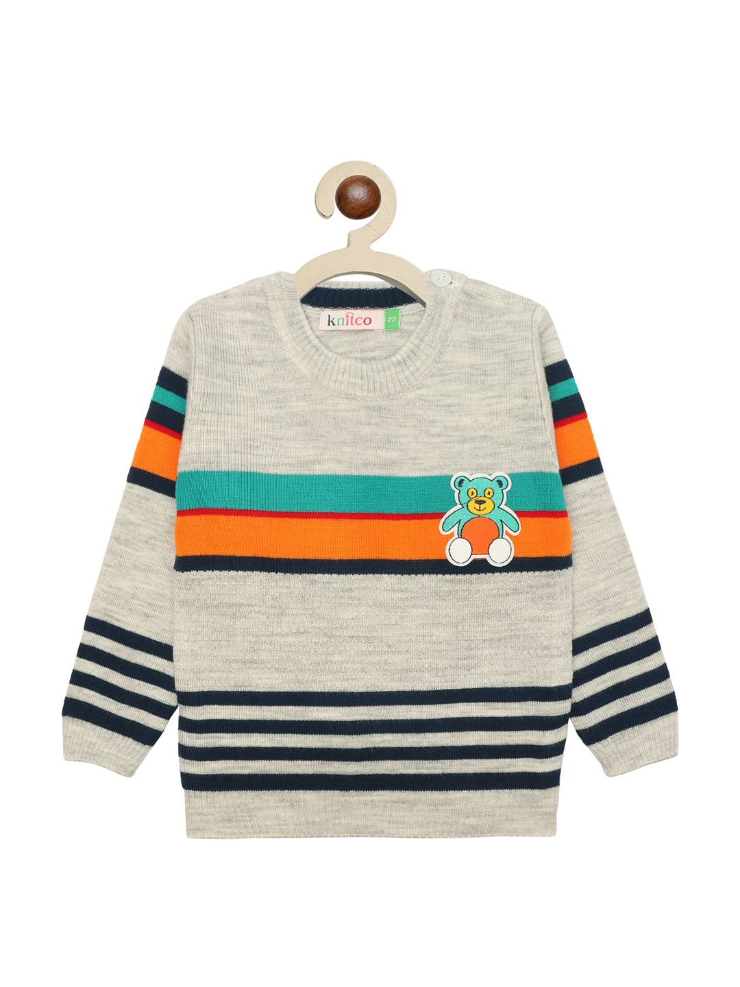 

KNITCO Unisex Kids Striped Pullover, Grey