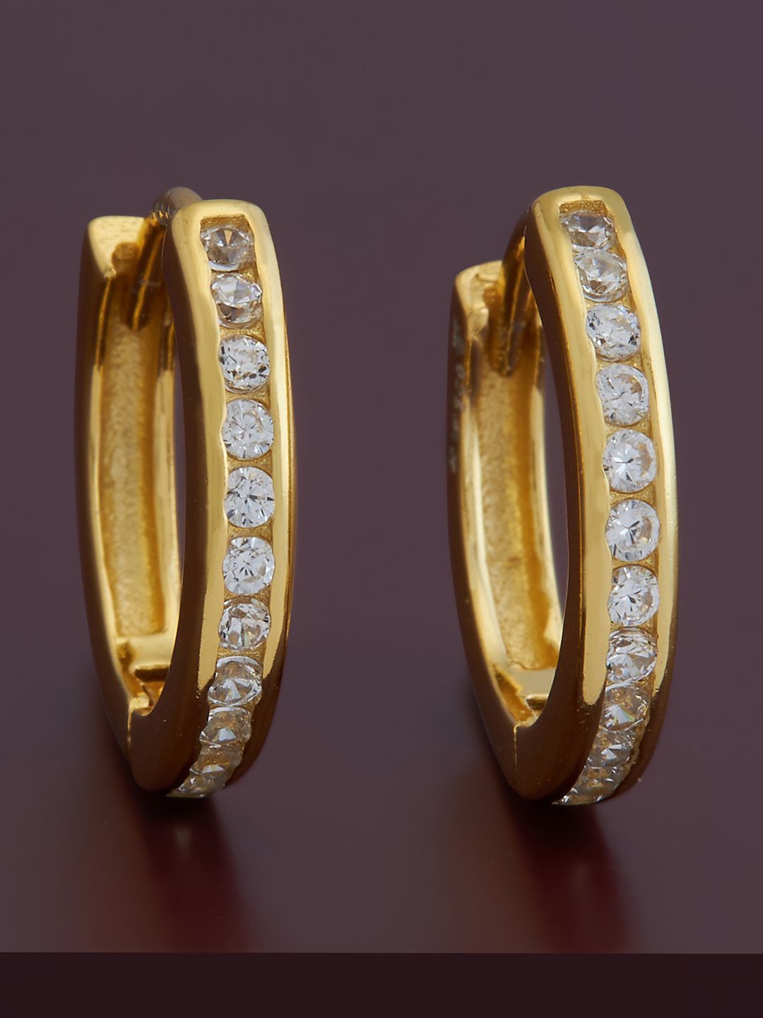 

Kushal's Fashion Jewellery Sterling Silver Cubic Zirconia Gold-Plated Hoop Earrings