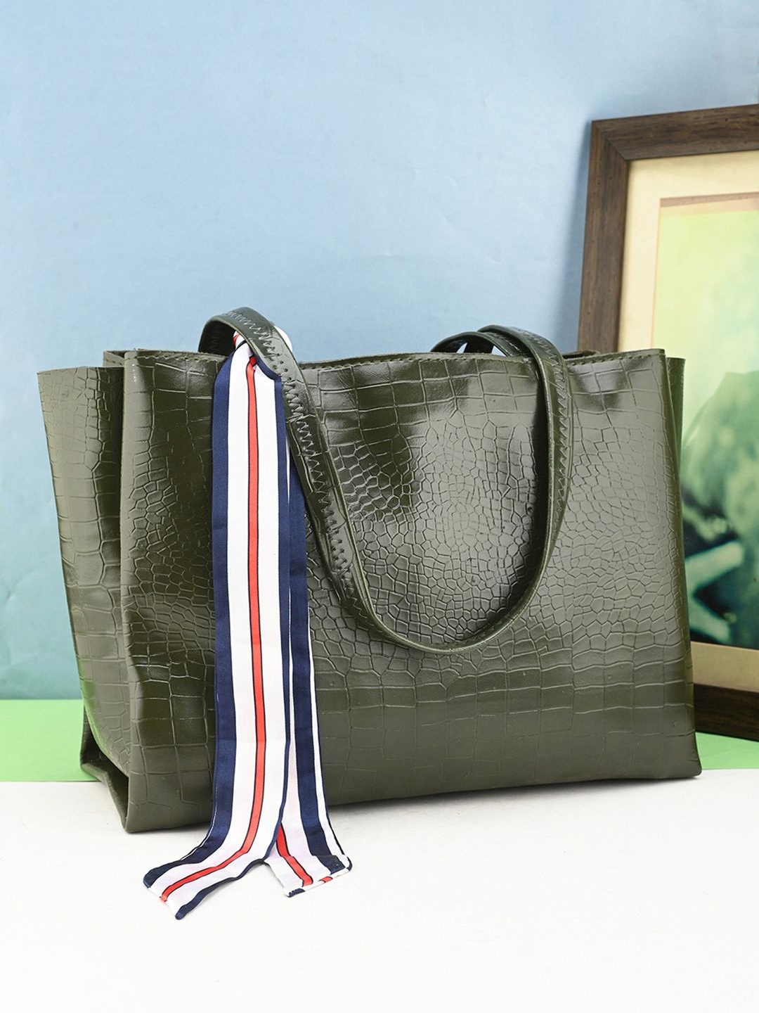 

Mast & Harbour Textured Oversized Shopper Handheld Bag, Green