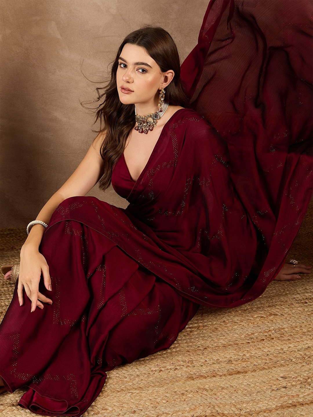 

all about you Satin Designer Saree, Maroon