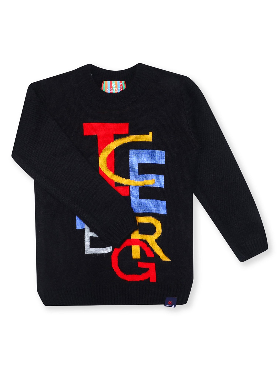 

KNITCO Unisex Kids Typography Pullover, Black