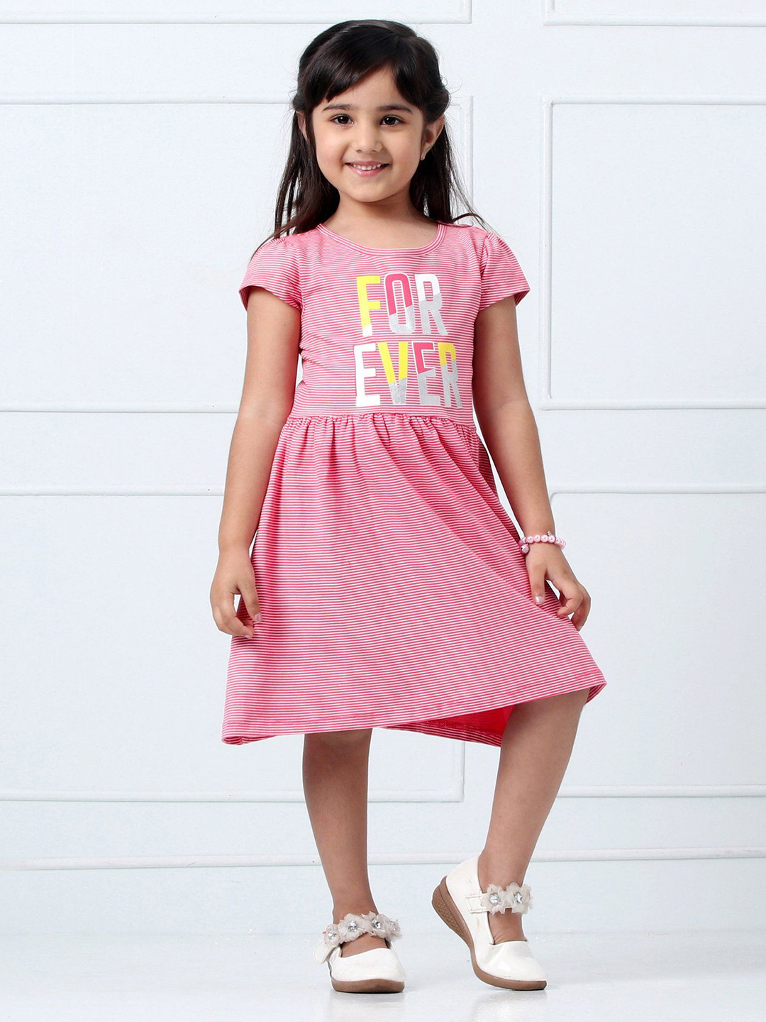 

Hola Bonita Girls Striped Fit & Flare Dress, Pink