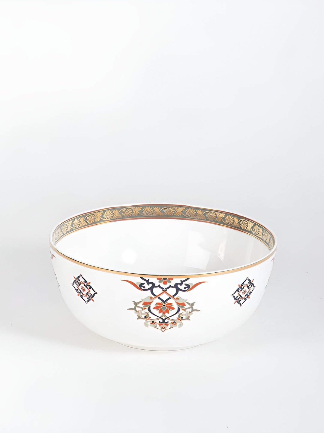 

Fabindia White Jodha Printed Ceramic Serving Bowl, Multi