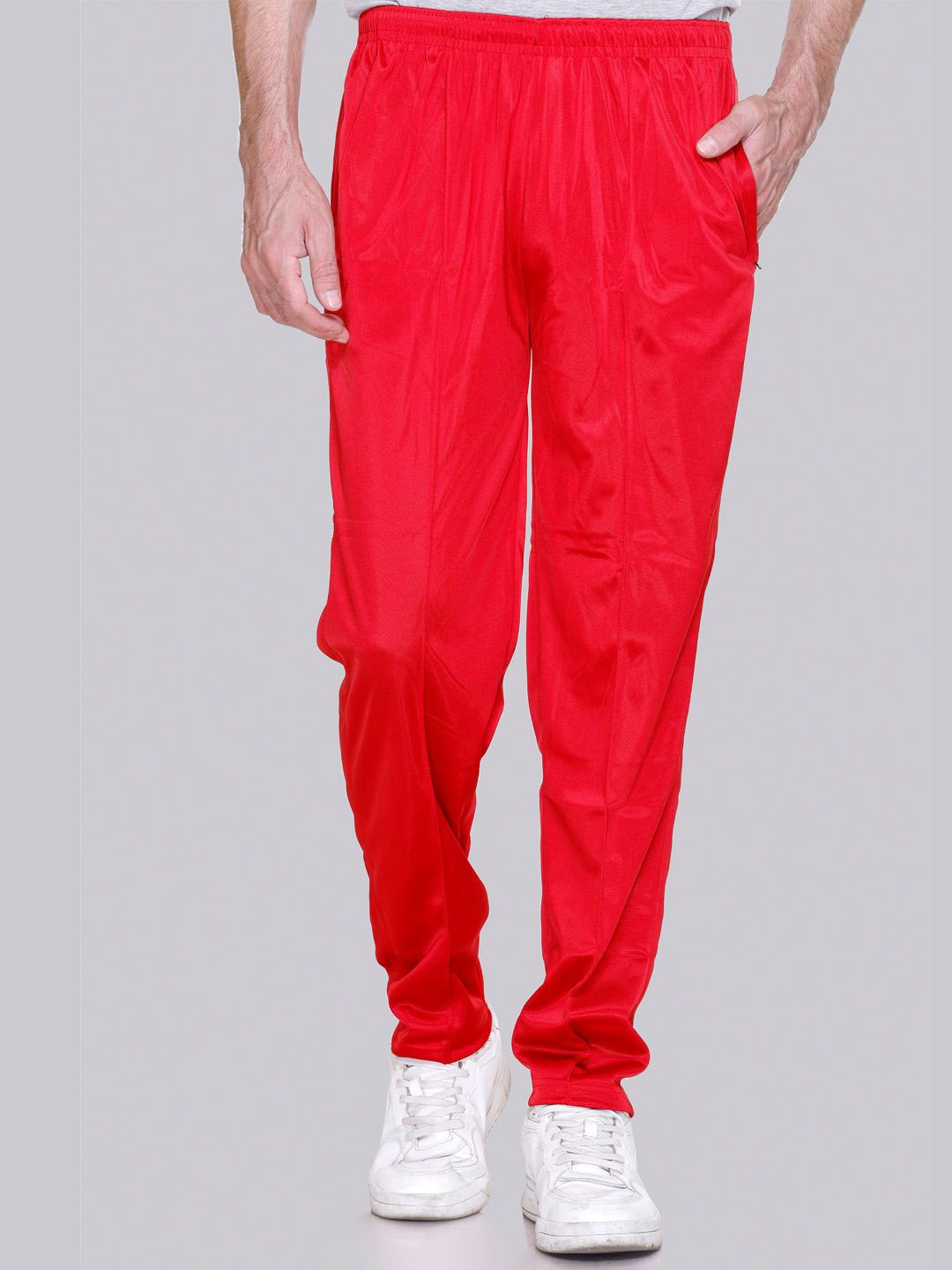 

ELPIDA Men Mid Rise Track Pants, Red