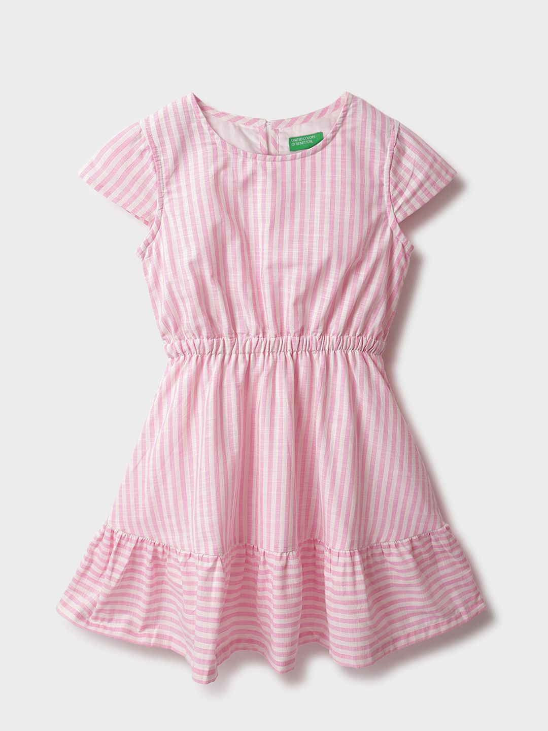 

United Colors of Benetton Striped Fit & Flare Dress, Pink