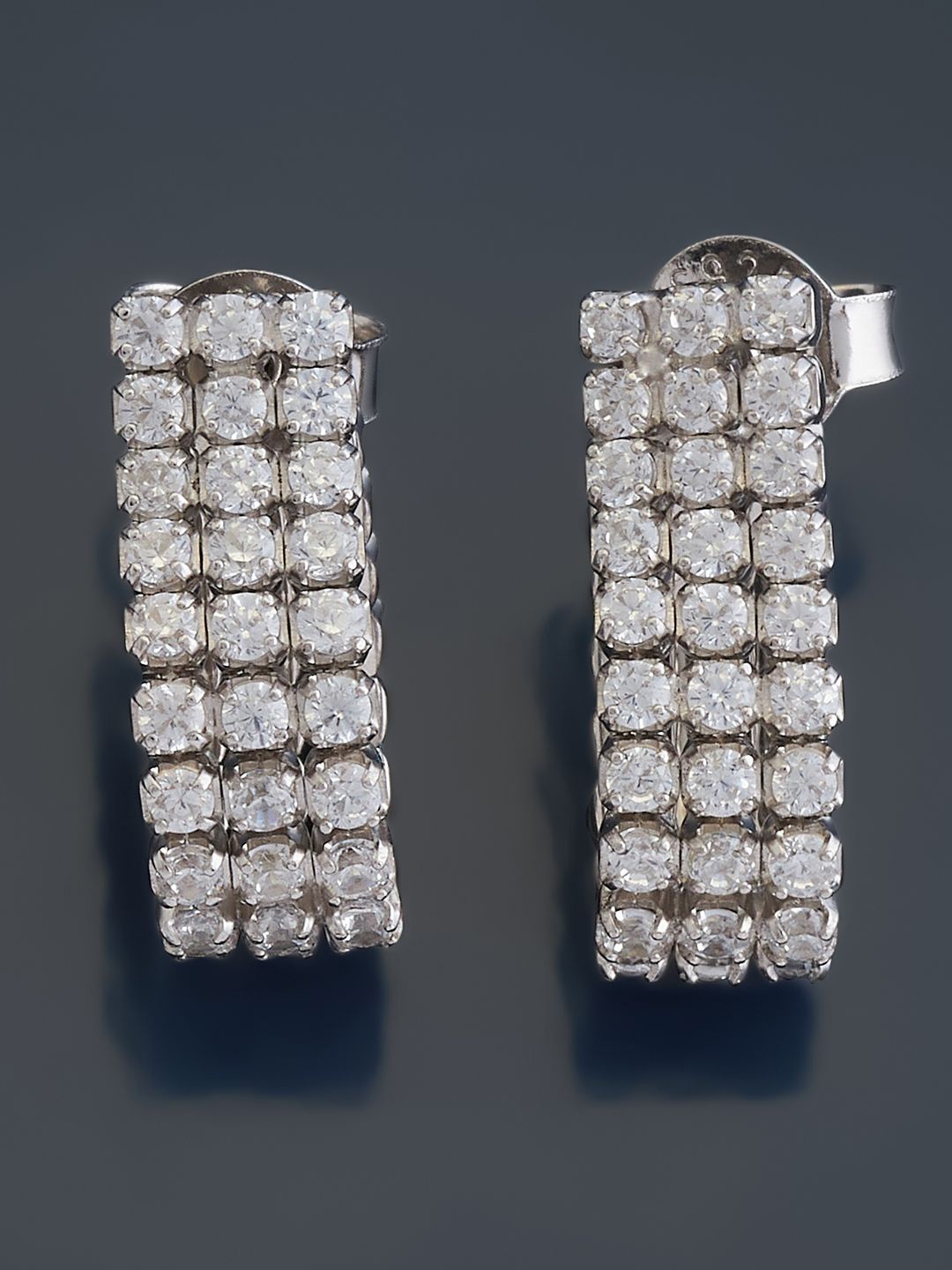 

Kushal's Fashion Jewellery 92.5 Pure Silver Rhodium-Plated Cubic Zirconia Studded Studs