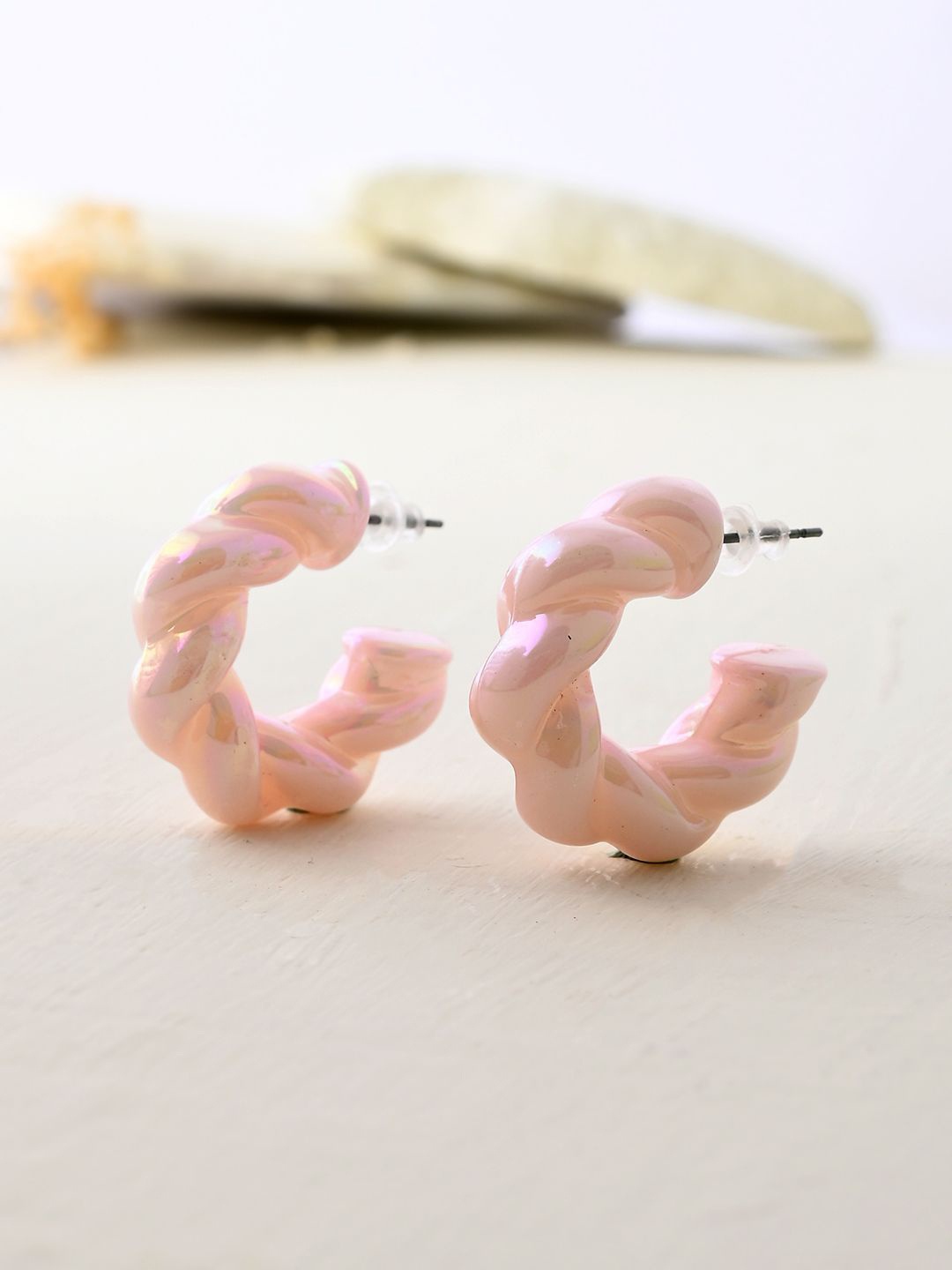 

Voylla Quirky Half Hoop Earrings, Pink