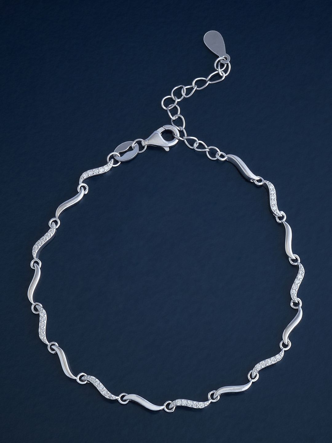 

Kushal's Fashion Jewellery 92.5 Pure Silver Rhodium-Plated CZ Wraparound Bracelet
