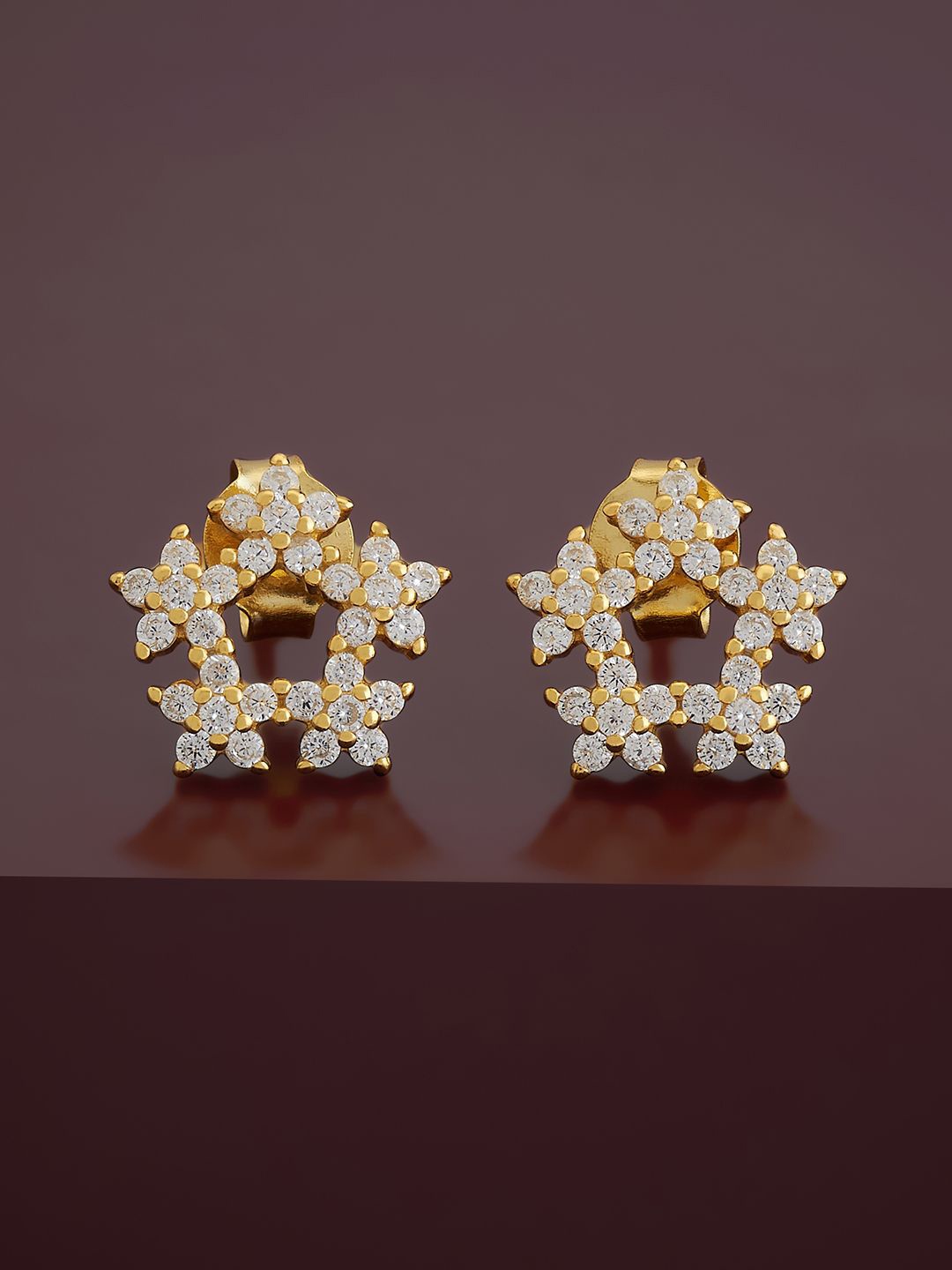 

Kushal's Fashion Jewellery 92.5 Sterling Silver Cubic Zirconia Gold-Plated Studs