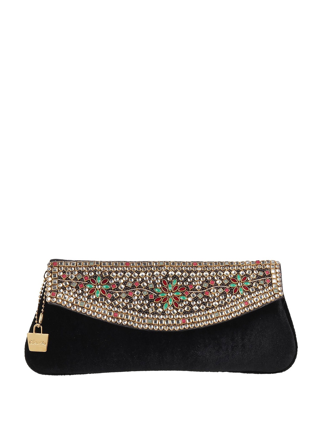 

Cheemo Embellished Envelope Clutch, Black