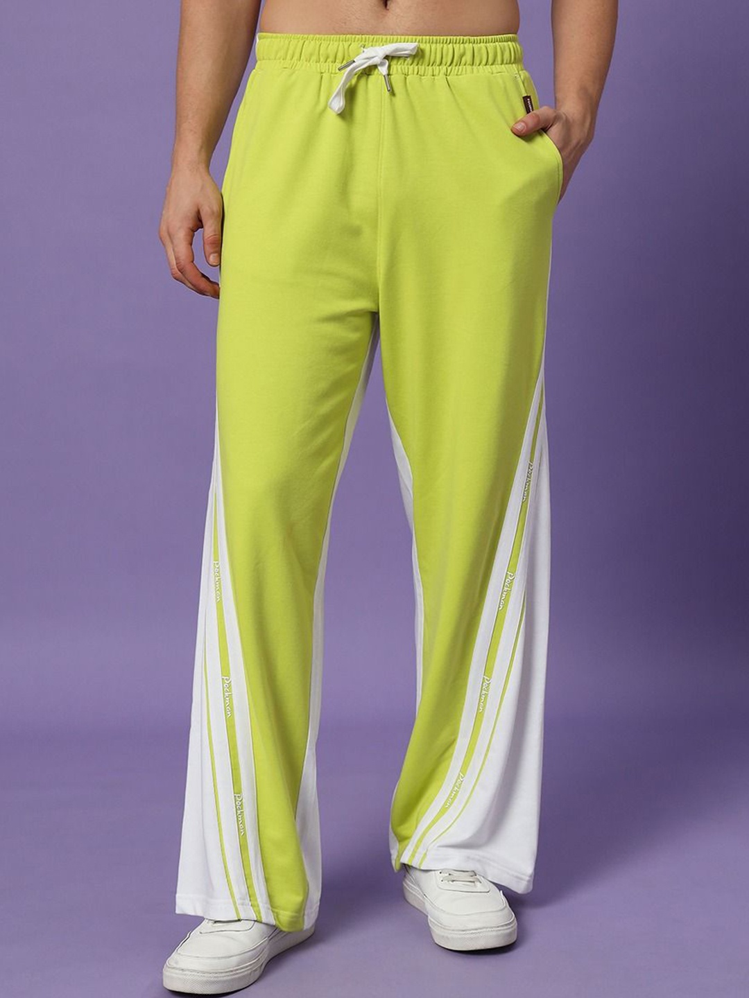 

PockMAN Men Colourblocked Mid-Rise Track Pant, White